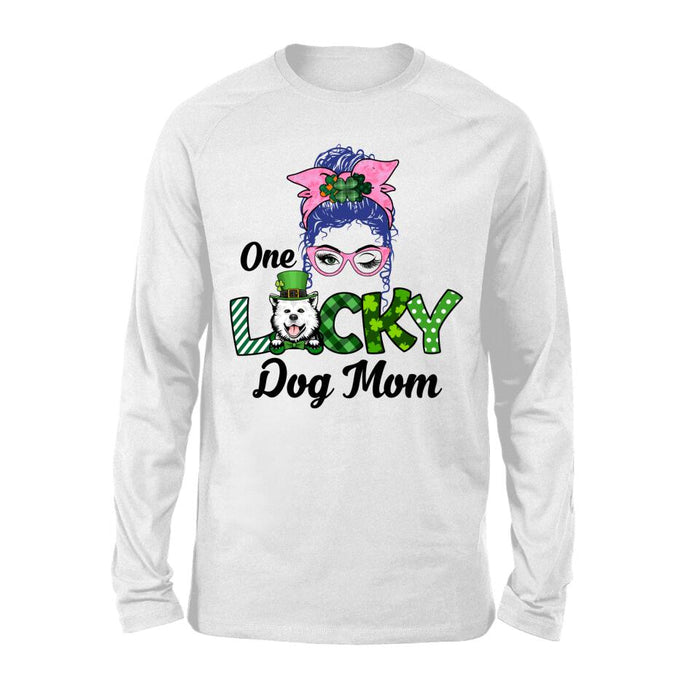 One Lucky Dog Mom - Personalized Gifts Custom Dog Shirt for Dog Mom, Dog Lovers