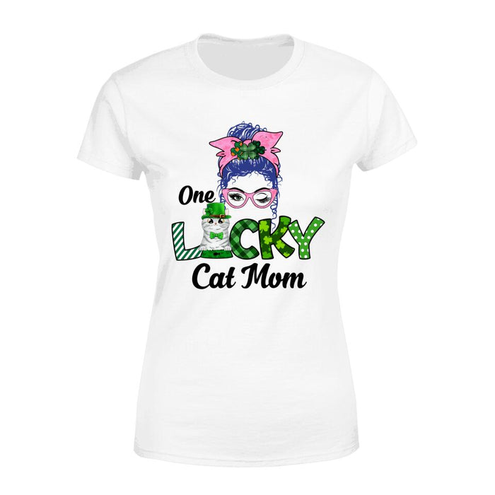 One Lucky Cat Mom - Personalized Gifts Custom Cat Shirt for Cat Mom, Cat Lovers