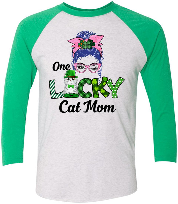 One Lucky Cat Mom - Personalized Gifts Custom Cat Shirt for Cat Mom, Cat Lovers