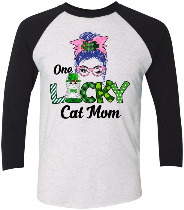 One Lucky Cat Mom - Personalized Gifts Custom Cat Shirt for Cat Mom, Cat Lovers