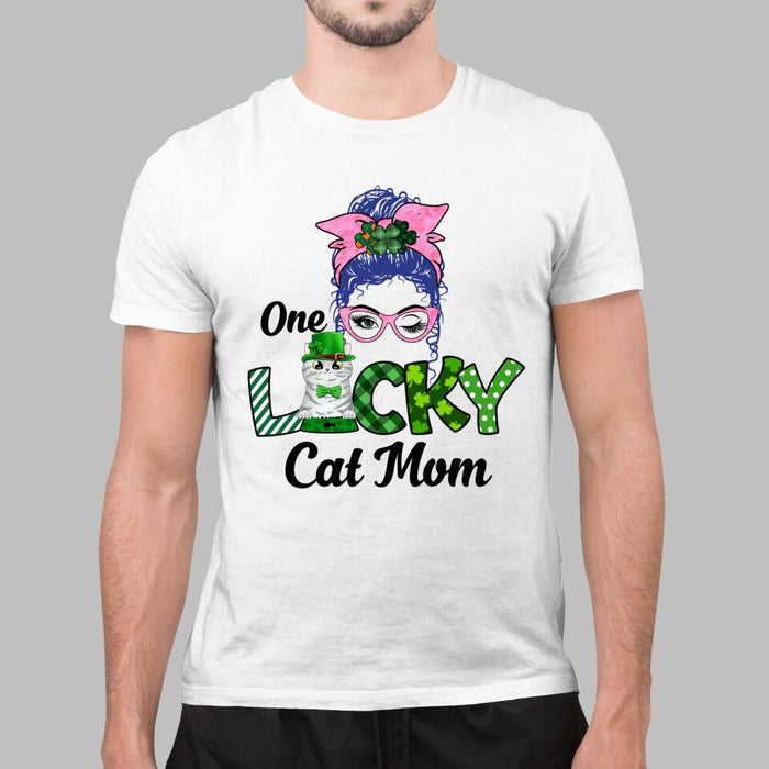 One Lucky Cat Mom - Personalized Gifts Custom Cat Shirt for Cat Mom, Cat Lovers