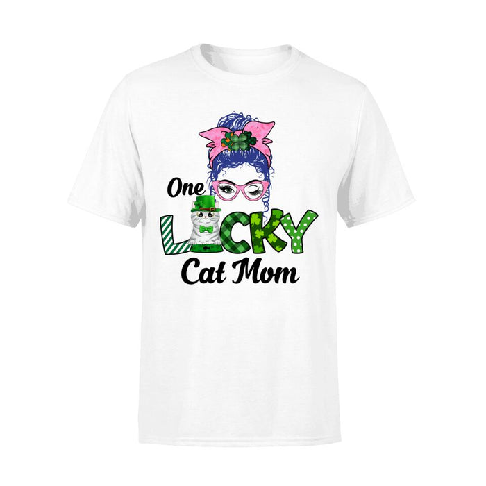 One Lucky Cat Mom - Personalized Gifts Custom Cat Shirt for Cat Mom, Cat Lovers