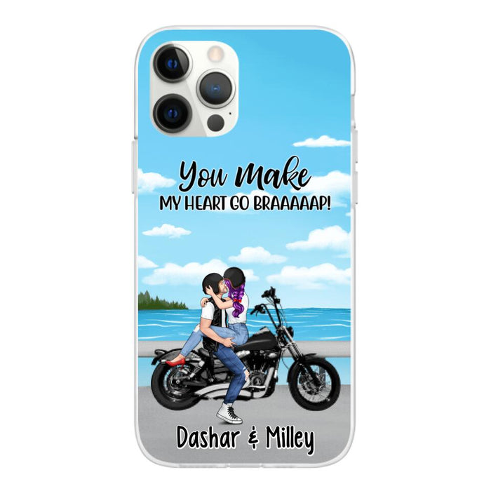 Kissing Motorcycle Couple - Personalized Phone Case For Him, For Her, Motorcycle Lovers