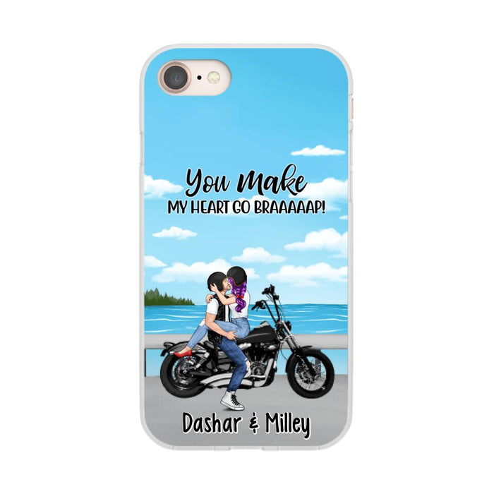 Kissing Motorcycle Couple - Personalized Phone Case For Him, For Her, Motorcycle Lovers