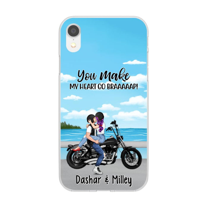 Kissing Motorcycle Couple - Personalized Phone Case For Him, For Her, Motorcycle Lovers