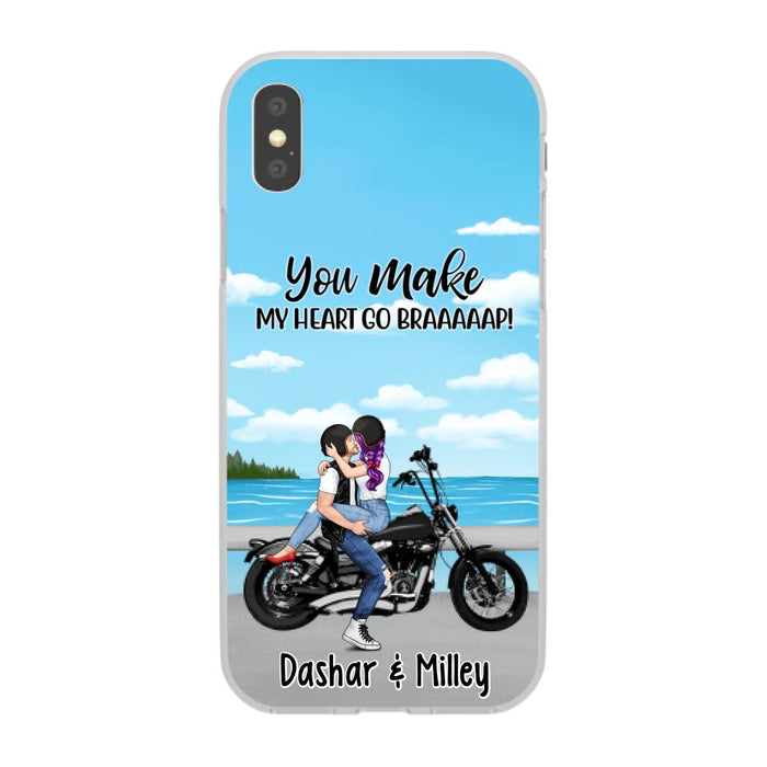 Kissing Motorcycle Couple - Personalized Phone Case For Him, For Her, Motorcycle Lovers