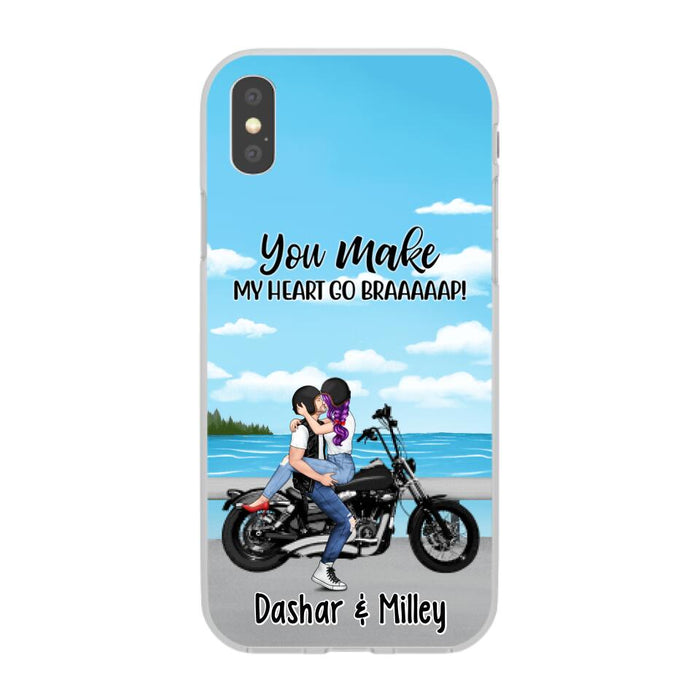 Kissing Motorcycle Couple - Personalized Phone Case For Him, For Her, Motorcycle Lovers