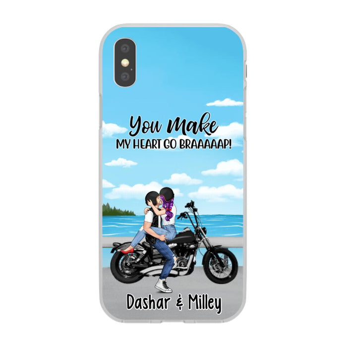 Kissing Motorcycle Couple - Personalized Phone Case For Him, For Her, Motorcycle Lovers