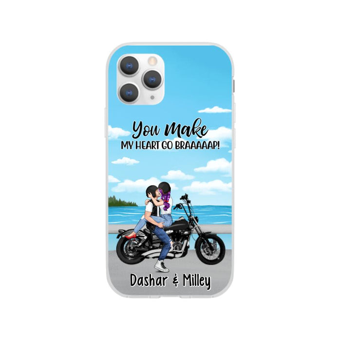 Kissing Motorcycle Couple - Personalized Phone Case For Him, For Her, Motorcycle Lovers