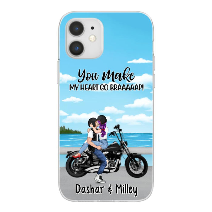 Kissing Motorcycle Couple - Personalized Phone Case For Him, For Her, Motorcycle Lovers