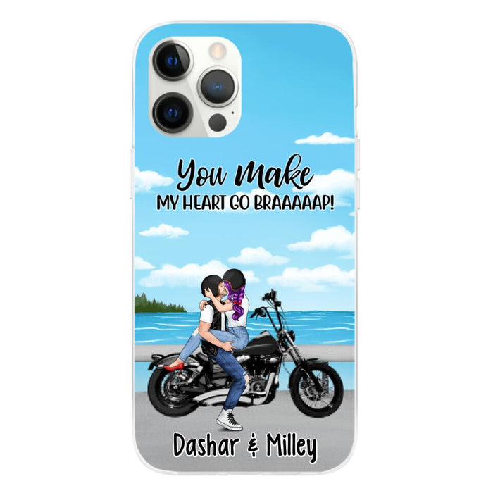 Kissing Motorcycle Couple - Personalized Phone Case For Him, For Her, Motorcycle Lovers