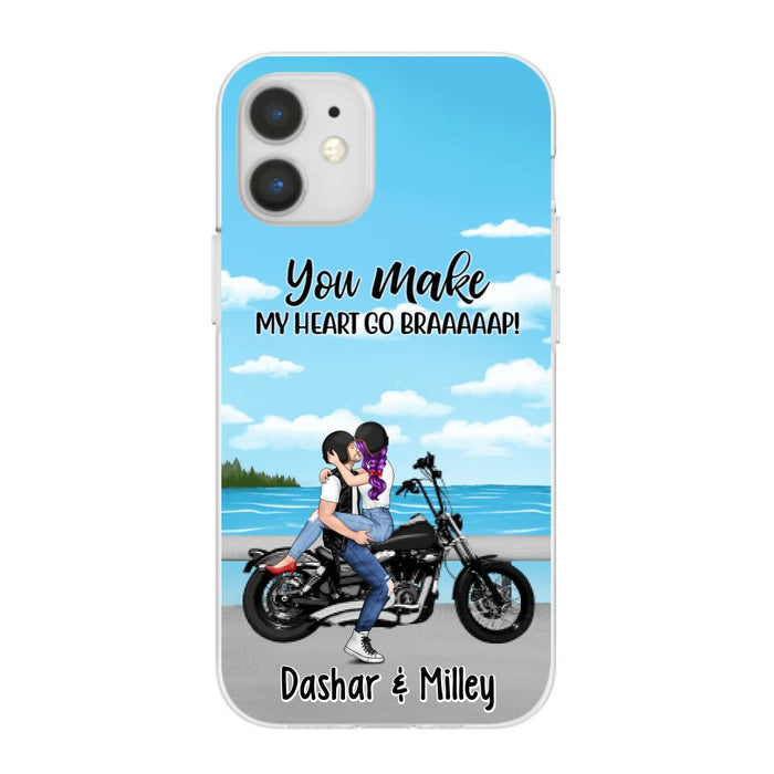 Kissing Motorcycle Couple - Personalized Phone Case For Him, For Her, Motorcycle Lovers