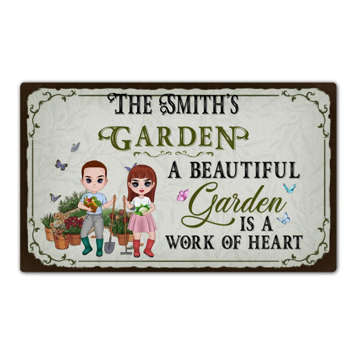 A Beautiful Garden Is A Work Of Heart - Personalized Doormat For Couples, Her, Him, Gardener