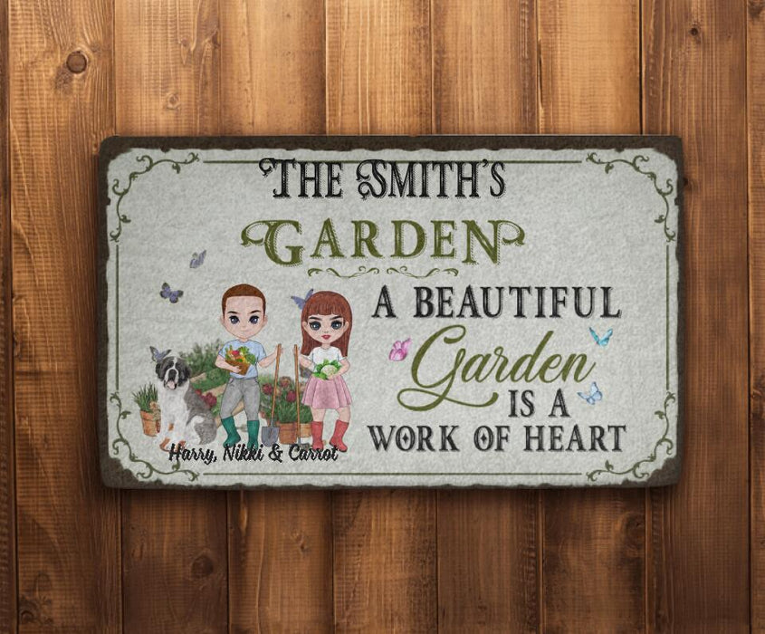 A Beautiful Garden Is A Work Of Heart - Personalized Doormat For Her, Him, Gardener, Dog, Cat Lovers