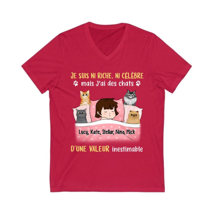 Je Suis Ni Riche Ni Célèbre Mais J'ai Des Chats - Personalized Shirt For Him, Her, Cat Lovers