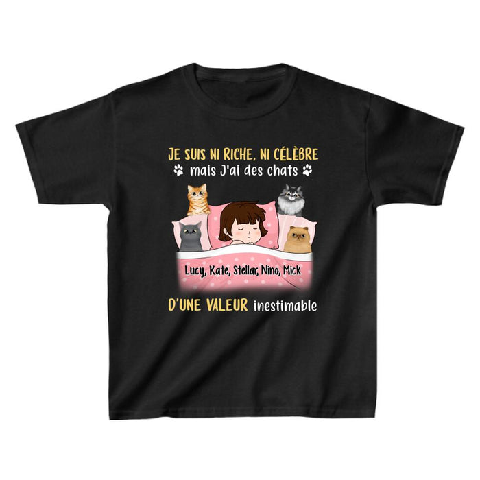 Je Suis Ni Riche Ni Célèbre Mais J'ai Des Chats - Personalized Shirt For Him, Her, Cat Lovers