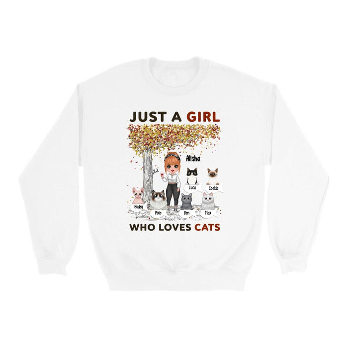 Just a Girl Who Loves Cats - Personalized Gifts Custom Cat Shirt for Cat Mom, Cat Lovers