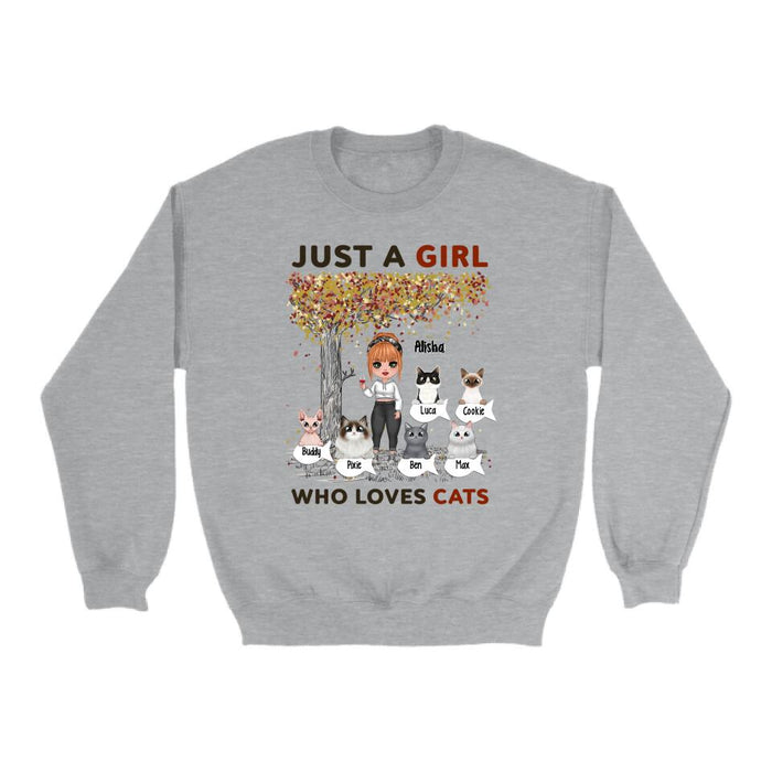 Just a Girl Who Loves Cats - Personalized Gifts Custom Cat Shirt for Cat Mom, Cat Lovers