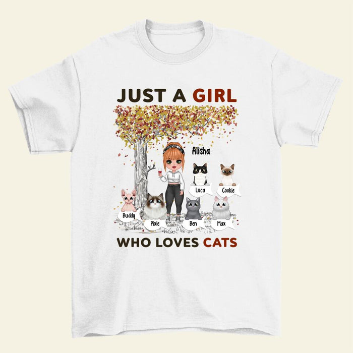 Just a Girl Who Loves Cats - Personalized Gifts Custom Cat Shirt for Cat Mom, Cat Lovers