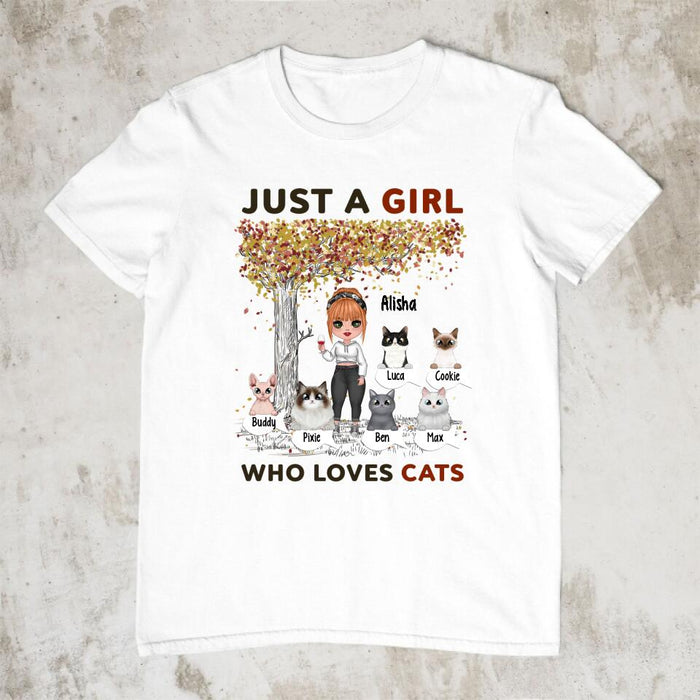 Just a Girl Who Loves Cats - Personalized Gifts Custom Cat Shirt for Cat Mom, Cat Lovers