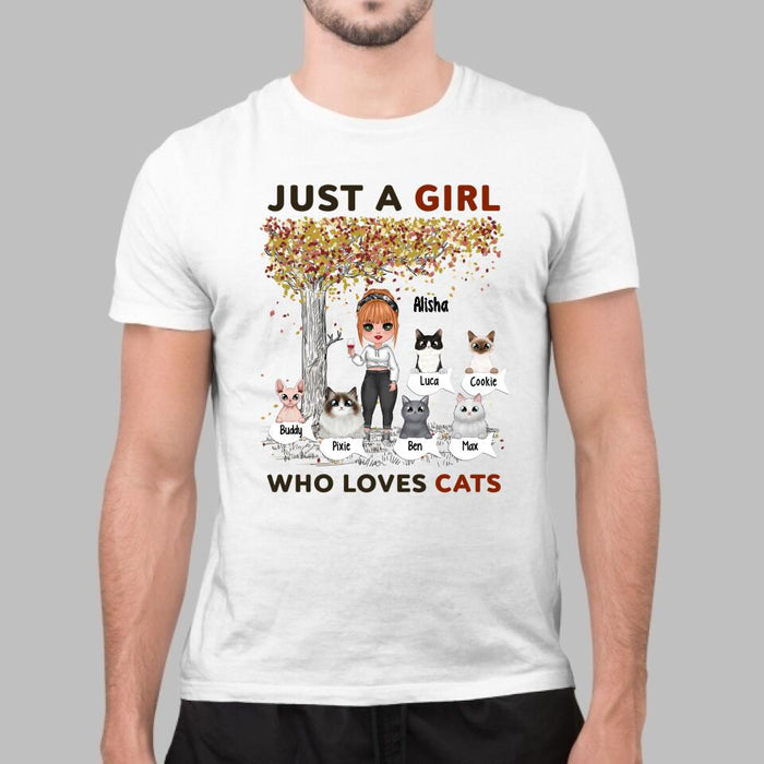 Just a Girl Who Loves Cats - Personalized Gifts Custom Cat Shirt for Cat Mom, Cat Lovers