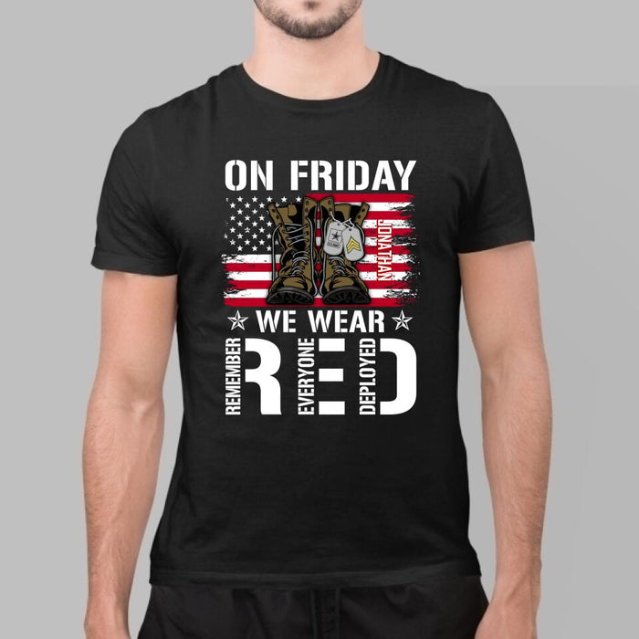 On Friday We Wear Red - Personalized Shirt For Her, Him, Military