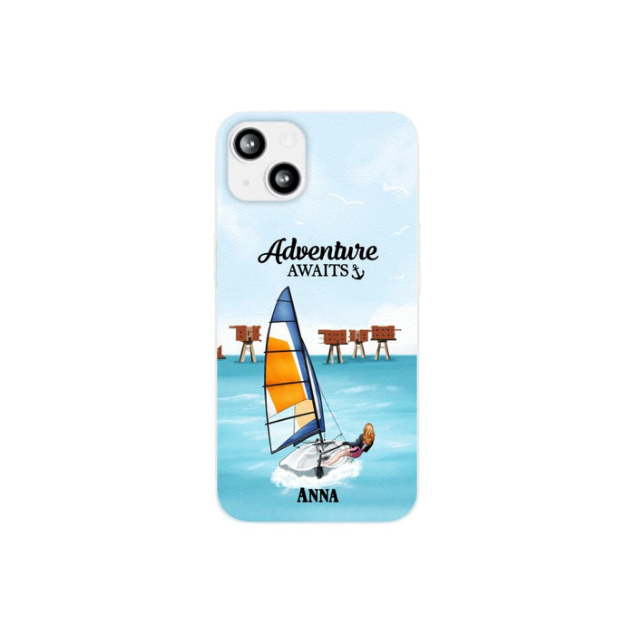 Adventure Awaits - Personalized Phone Case For Couples, For Him, Her, Sailing, Beach