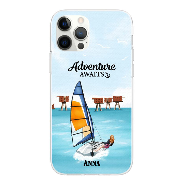 Adventure Awaits - Personalized Phone Case For Couples, For Him, Her, Sailing, Beach