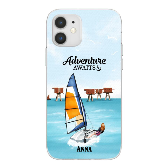 Adventure Awaits - Personalized Phone Case For Couples, For Him, Her, Sailing, Beach