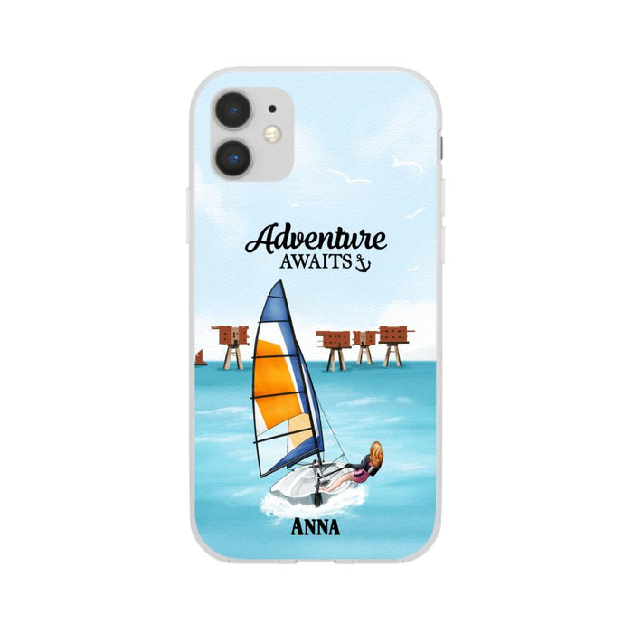 Adventure Awaits - Personalized Phone Case For Couples, For Him, Her, Sailing, Beach