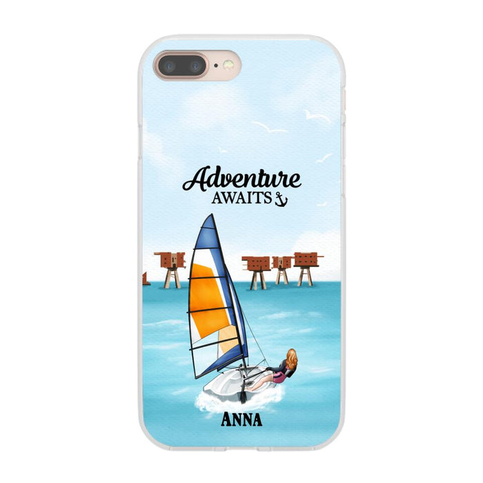 Adventure Awaits - Personalized Phone Case For Couples, For Him, Her, Sailing, Beach