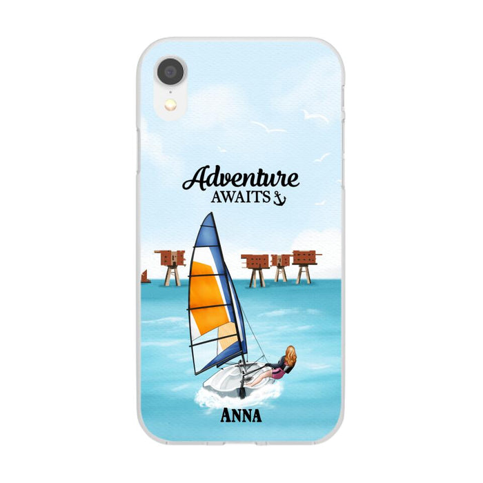 Adventure Awaits - Personalized Phone Case For Couples, For Him, Her, Sailing, Beach