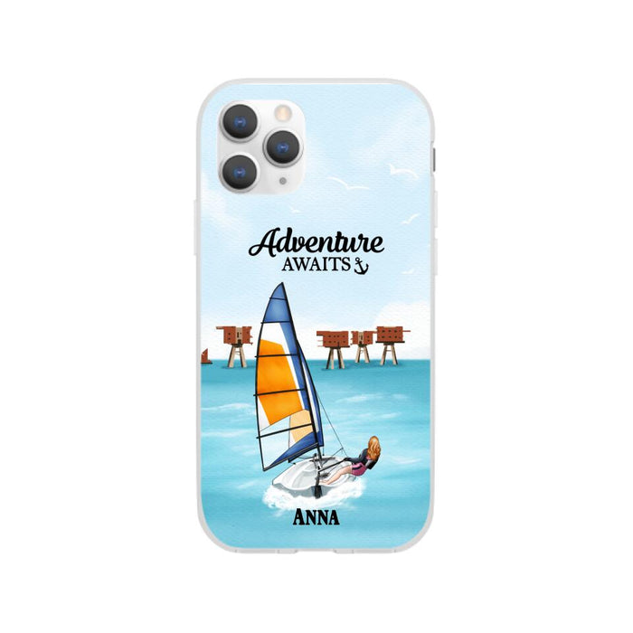 Adventure Awaits - Personalized Phone Case For Couples, For Him, Her, Sailing, Beach