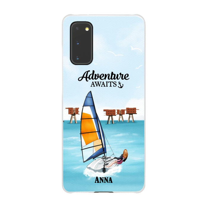 Adventure Awaits - Personalized Phone Case For Couples, For Him, Her, Sailing, Beach