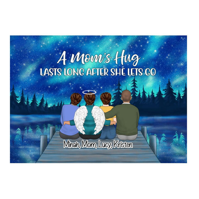 A Mom's Hug Lasts Long After She Lets Go - Personalized Gifts Custom Memorial Pillow for Mom, Memorial Gifts