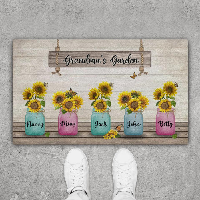 Grandma's Garden - Personalized Gifts Custom Gardener Doormat for Aunt or Grandma, Gardener's Gifts