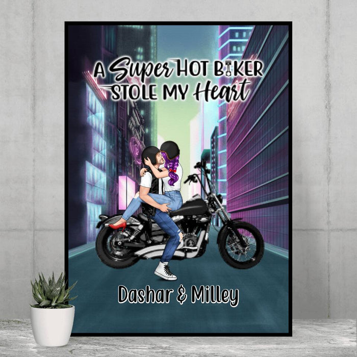 Cyber Biker Couple - Personalized Poster For Him, For Her, Motorcycle Lovers