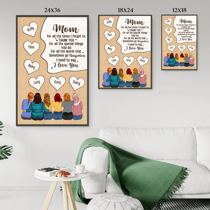 Up to 5 Daughters Mom for All the Times I Forgot - Personalized Gifts Custom Poster for Daughter for Mom