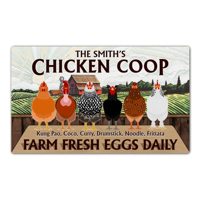 Chicken Coop Farm Fresh Eggs Daily - Farmer Personalized Gifts Custom Doormat for Family