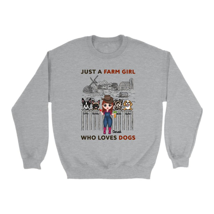 Just a Farm Girl Who Loves Dogs - Personalized Gifts Custom Farmer Shirt for Dog Mom, Farmer