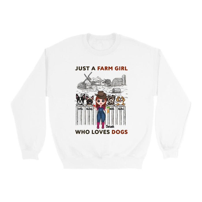 Just a Farm Girl Who Loves Dogs - Personalized Gifts Custom Farmer Shirt for Dog Mom, Farmer