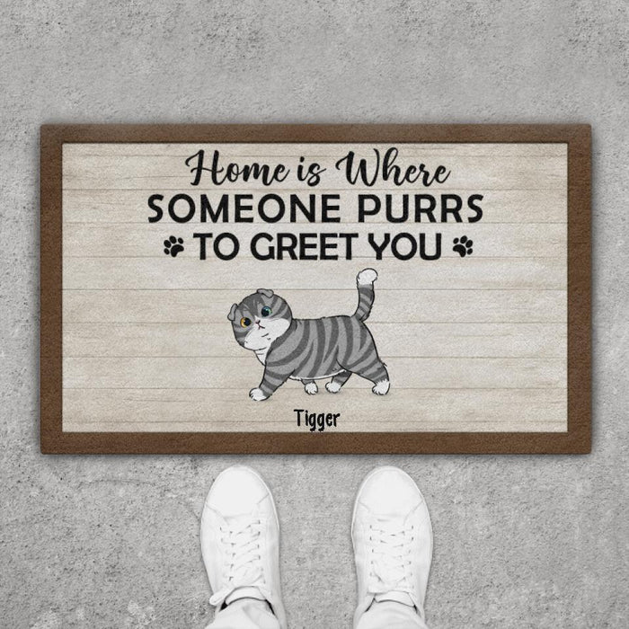 Home Is Where Someone Purrs To Greet You - Custom Doormat Cat Lovers