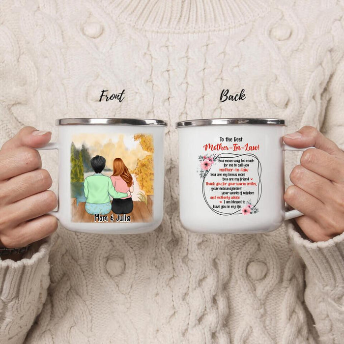 To the Best Mother-in-Law - Personalized Gifts Custom Enamel Mug for Mom