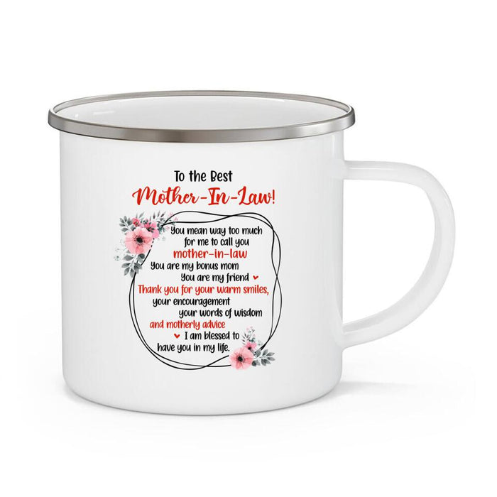 To the Best Mother-in-Law - Personalized Gifts Custom Enamel Mug for Mom