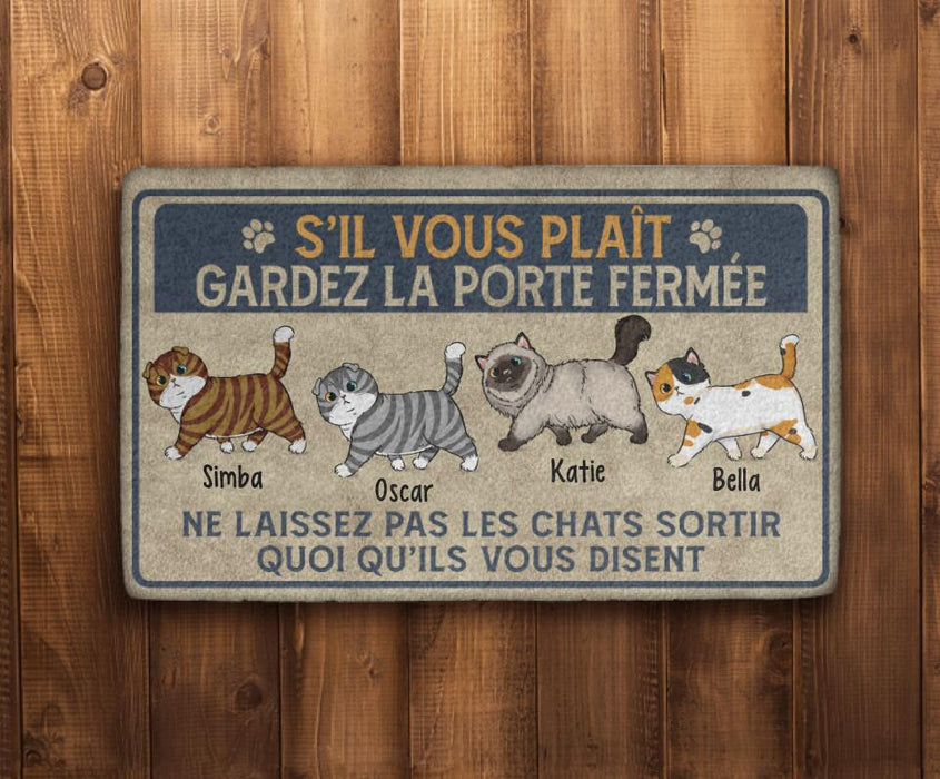 Ne Laissez Pas Les Chats Sortir - Cat Personalized Gifts Custom Doormat for Family