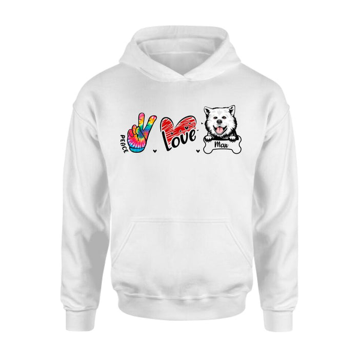 Peace Love Dog - Personalized Gifts Custom Dog Lovers Shirt For Dog Dad, Dog Lovers