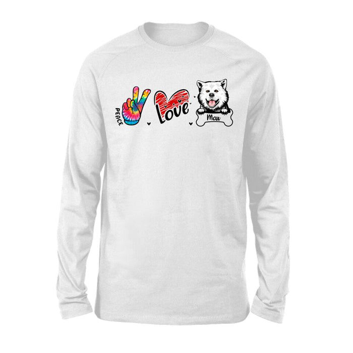 Peace Love Dog - Personalized Gifts Custom Dog Lovers Shirt For Dog Dad, Dog Lovers