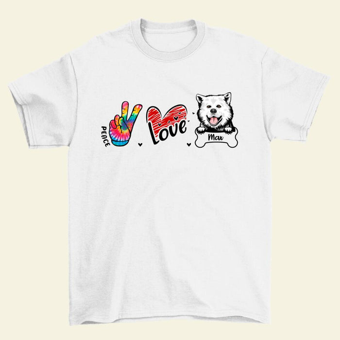 Peace Love Dog - Personalized Gifts Custom Dog Lovers Shirt For Dog Dad, Dog Lovers