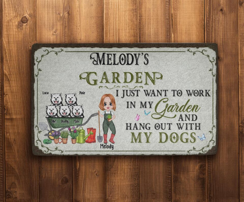 Up to 5 Dogs I Just Want to Work in My Garden - Dog Lovers, Gardeners Personalized Gifts Custom Doormat for Her