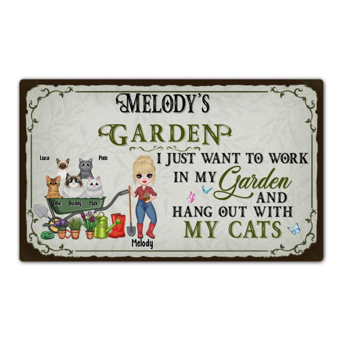 Up to 5 Cats I Just Want to Work in My Garden - Cat Lovers, Gardeners Personalized Gifts Custom Doormat for Her